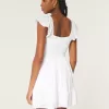 Short-Sleeve Cinch Bust Skort Dress,Short-Sleeve Cinch Bust Skort Dress