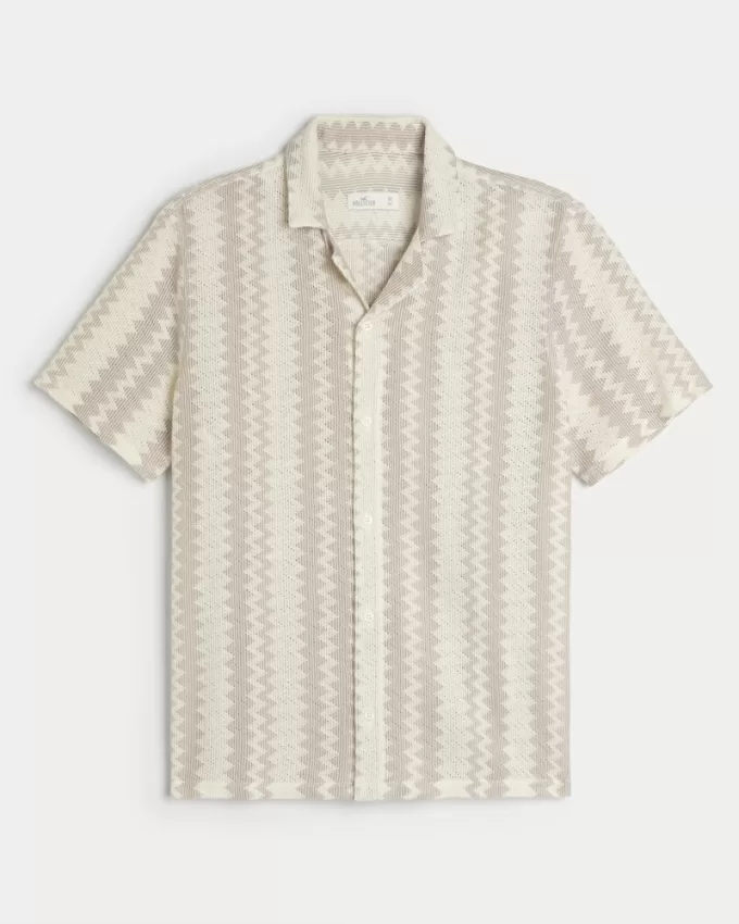 Short-Sleeve Crochet-Style Shirt,Short-Sleeve Crochet-Style Shirt Short-Sleeve Crochet-Style Shirt,Short-Sleeve Crochet-Style Shirt