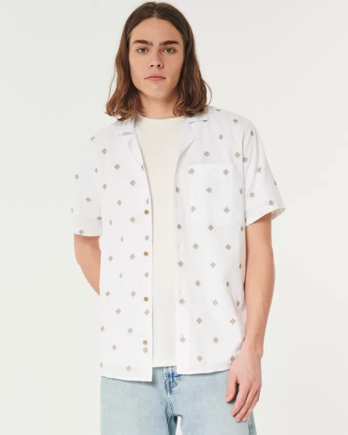 Short-Sleeve Embroidered Pattern Shirt,Short-Sleeve Embroidered Pattern Shirt Short-Sleeve Embroidered Pattern Shirt,Short-Sleeve Embroidered Pattern Shirt