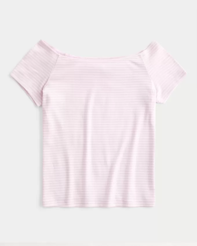 Short Sleeve Skimming Off-the-Shoulder Top,Short Sleeve Skimming Off-the-Shoulder Top Short Sleeve Skimming Off-the-Shoulder Top,Short Sleeve Skimming Off-the-Shoulder Top