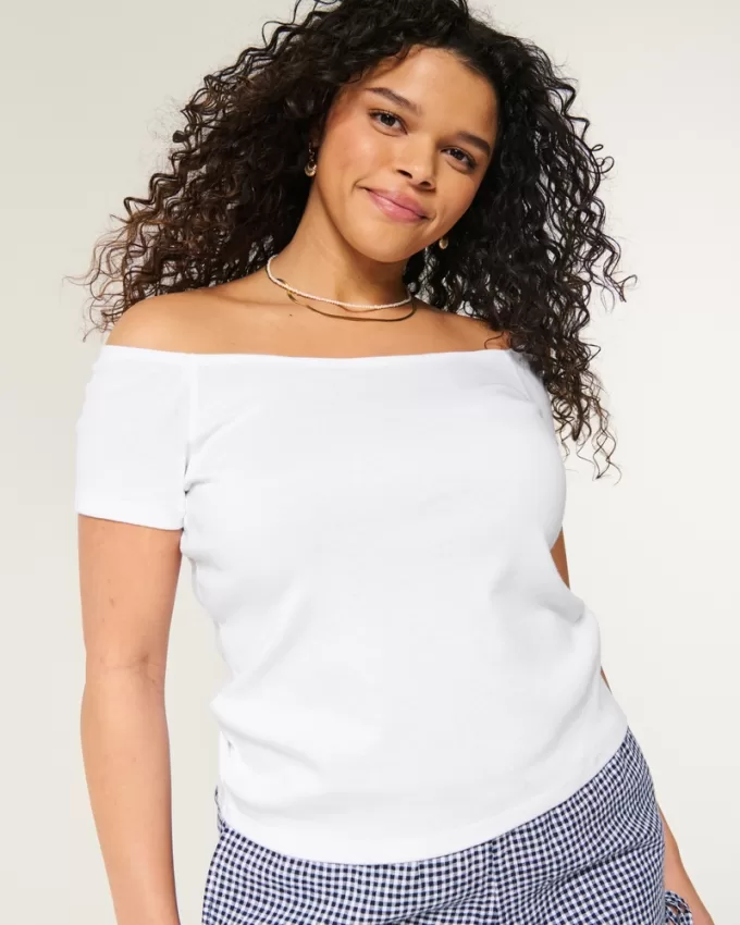 Short Sleeve Skimming Off-the-Shoulder Top,Short Sleeve Skimming Off-the-Shoulder Top Short Sleeve Skimming Off-the-Shoulder Top,Short Sleeve Skimming Off-the-Shoulder Top