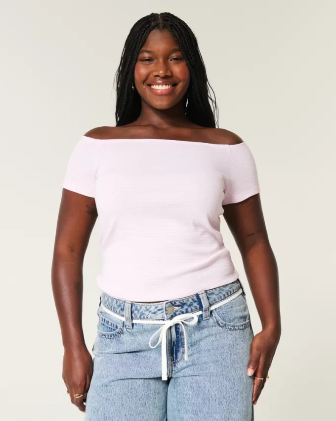 Short Sleeve Skimming Off-the-Shoulder Top,Short Sleeve Skimming Off-the-Shoulder Top Short Sleeve Skimming Off-the-Shoulder Top,Short Sleeve Skimming Off-the-Shoulder Top