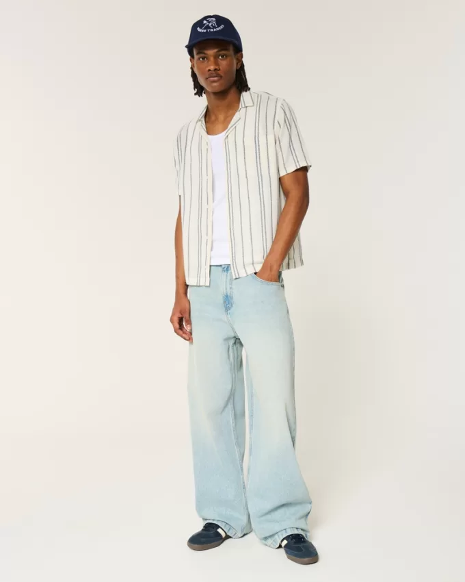 Short-Sleeve Textural Stripe Shirt,Short-Sleeve Textural Stripe Shirt Short-Sleeve Textural Stripe Shirt,Short-Sleeve Textural Stripe Shirt