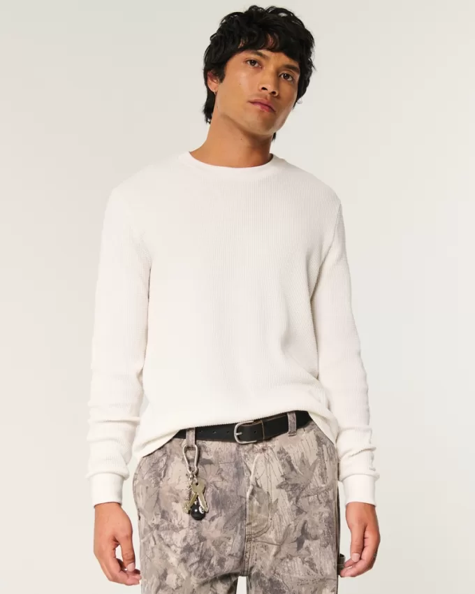 Shrunken Long-Sleeve Waffle Crew T-Shirt,Shrunken Long-Sleeve Waffle Crew T-Shirt Shrunken Long-Sleeve Waffle Crew T-Shirt,Shrunken Long-Sleeve Waffle Crew T-Shirt