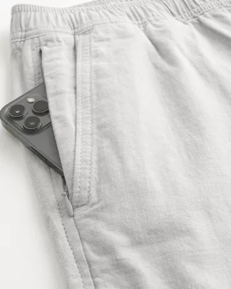 Slim Straight Linen-Blend Pull-On Pants,Slim Straight Linen-Blend Pull-On Pants