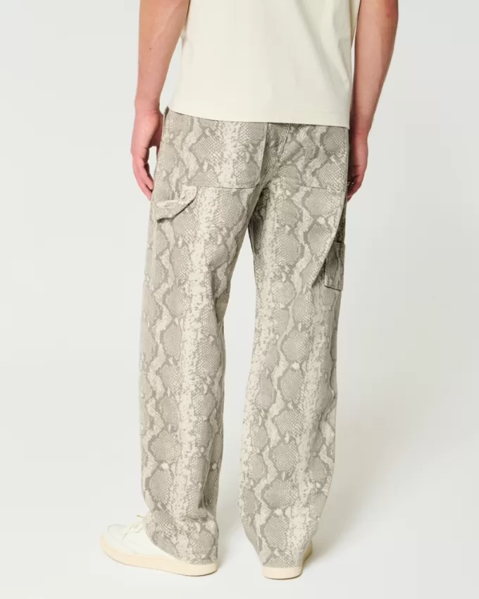 Snake Skin Print Baggy Painter Jeans,Snake Skin Print Baggy Painter Jeans