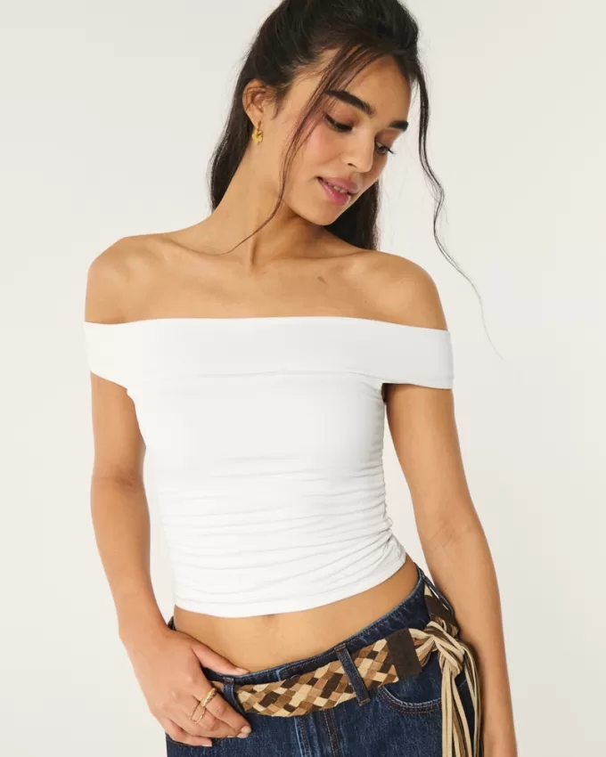 Soft Stretch Seamless Fabric Ruched Off-the-Shoulder Top,Soft Stretch Seamless Fabric Ruched Off-the-Shoulder Top Soft Stretch Seamless Fabric Ruched Off-the-Shoulder Top,Soft Stretch Seamless Fabric Ruched Off-the-Shoulder Top