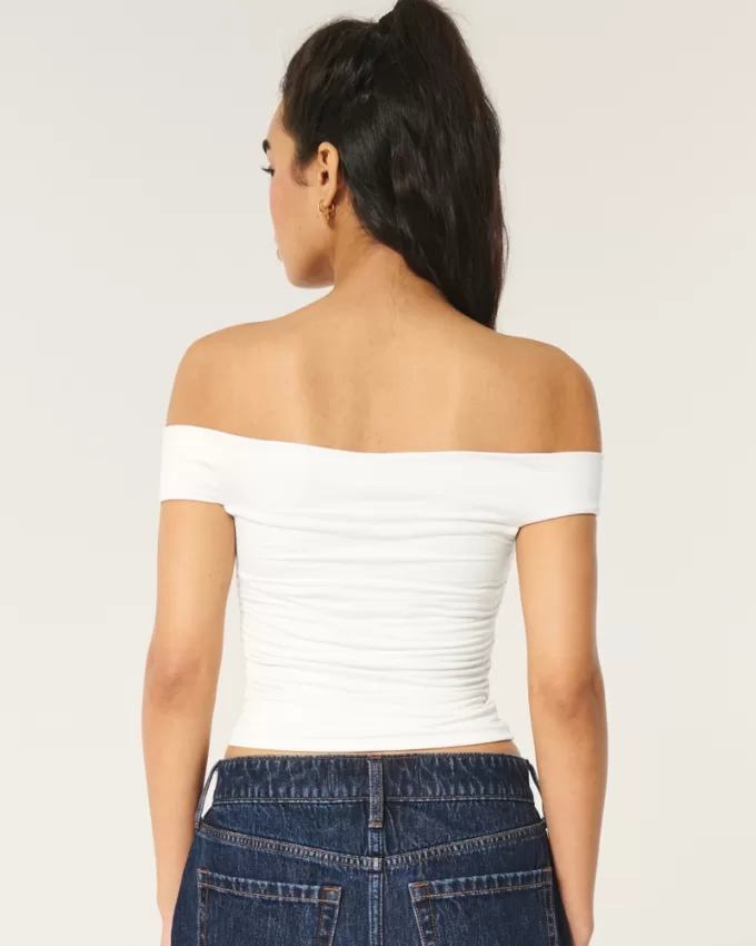 Soft Stretch Seamless Fabric Ruched Off-the-Shoulder Top,Soft Stretch Seamless Fabric Ruched Off-the-Shoulder Top Soft Stretch Seamless Fabric Ruched Off-the-Shoulder Top,Soft Stretch Seamless Fabric Ruched Off-the-Shoulder Top