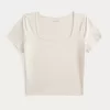 Soft Stretch Seamless Fabric Square-Neck Baby Tee,Soft Stretch Seamless Fabric Square-Neck Baby Tee Soft Stretch Seamless Fabric Square-Neck Baby Tee,Soft Stretch Seamless Fabric Square-Neck Baby Tee