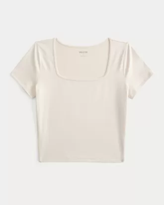 Soft Stretch Seamless Fabric Square-Neck Baby Tee,Soft Stretch Seamless Fabric Square-Neck Baby Tee Soft Stretch Seamless Fabric Square-Neck Baby Tee,Soft Stretch Seamless Fabric Square-Neck Baby Tee