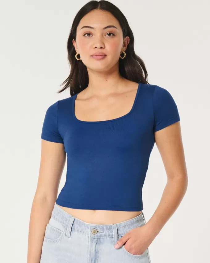 Soft Stretch Seamless Fabric Square Neck Baby Tee,Soft Stretch Seamless Fabric Square Neck Baby Tee Soft Stretch Seamless Fabric Square Neck Baby Tee,Soft Stretch Seamless Fabric Square Neck Baby Tee