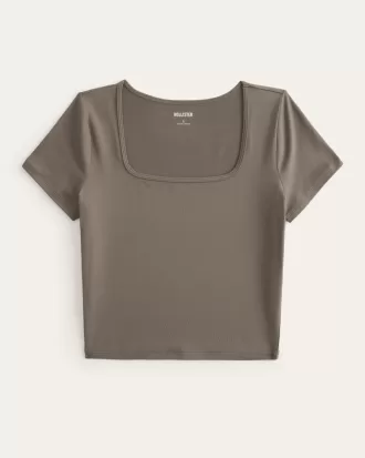 Soft Stretch Seamless Fabric Square-Neck Baby Tee,Soft Stretch Seamless Fabric Square-Neck Baby Tee Soft Stretch Seamless Fabric Square-Neck Baby Tee,Soft Stretch Seamless Fabric Square-Neck Baby Tee