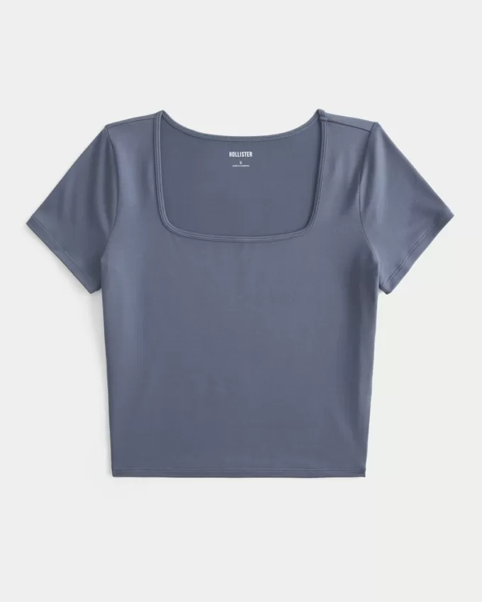 Soft Stretch Seamless Fabric Square-Neck Baby Tee,Soft Stretch Seamless Fabric Square-Neck Baby Tee Soft Stretch Seamless Fabric Square-Neck Baby Tee,Soft Stretch Seamless Fabric Square-Neck Baby Tee
