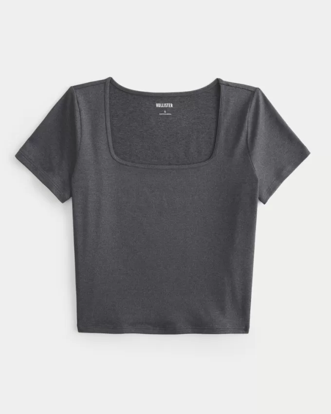Soft Stretch Seamless Fabric Square-Neck Baby Tee,Soft Stretch Seamless Fabric Square-Neck Baby Tee Soft Stretch Seamless Fabric Square-Neck Baby Tee,Soft Stretch Seamless Fabric Square-Neck Baby Tee