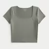 Soft Stretch Seamless Fabric Square-Neck Baby Tee,Soft Stretch Seamless Fabric Square-Neck Baby Tee Soft Stretch Seamless Fabric Square-Neck Baby Tee,Soft Stretch Seamless Fabric Square-Neck Baby Tee