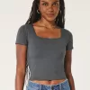 Soft Stretch Seamless Fabric Square-Neck Baby Tee,Soft Stretch Seamless Fabric Square-Neck Baby Tee Soft Stretch Seamless Fabric Square-Neck Baby Tee,Soft Stretch Seamless Fabric Square-Neck Baby Tee