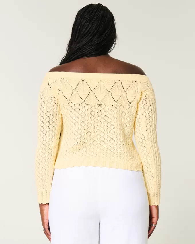 Stitchy Crochet-Style Off-the-Shoulder Sweater,Stitchy Crochet-Style Off-the-Shoulder Sweater Stitchy Crochet-Style Off-the-Shoulder Sweater,Stitchy Crochet-Style Off-the-Shoulder Sweater