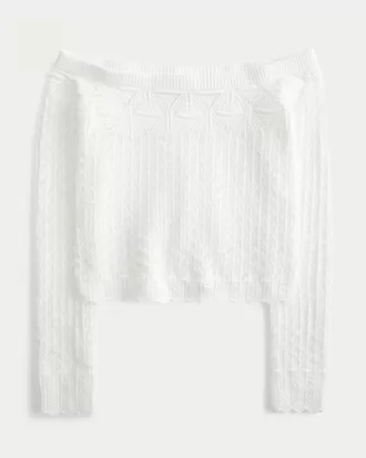 Stitchy Crochet-Style Off-the-Shoulder Sweater,Stitchy Crochet-Style Off-the-Shoulder Sweater Stitchy Crochet-Style Off-the-Shoulder Sweater,Stitchy Crochet-Style Off-the-Shoulder Sweater