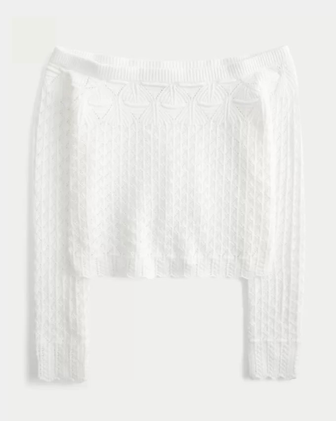 Stitchy Crochet-Style Off-the-Shoulder Sweater,Stitchy Crochet-Style Off-the-Shoulder Sweater Stitchy Crochet-Style Off-the-Shoulder Sweater,Stitchy Crochet-Style Off-the-Shoulder Sweater