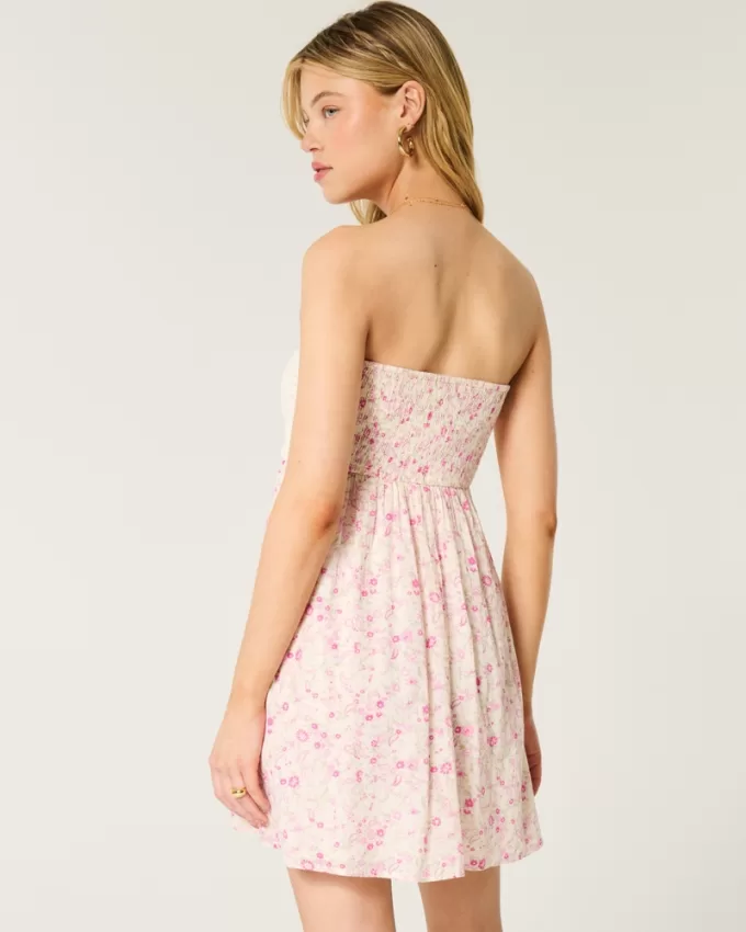 Strapless Crochet-Style Mix Mini Dress,Strapless Crochet-Style Mix Mini Dress Strapless Crochet-Style Mix Mini Dress,Strapless Crochet-Style Mix Mini Dress