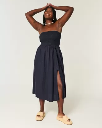 Strapless Linen-Blend Midi Dress,Strapless Linen-Blend Midi Dress Strapless Linen-Blend Midi Dress,Strapless Linen-Blend Midi Dress