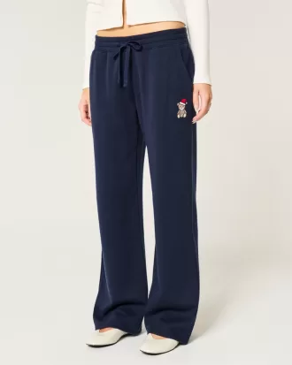 Teddy Bear Graphic Straight Sweatpants,Teddy Bear Graphic Straight Sweatpants