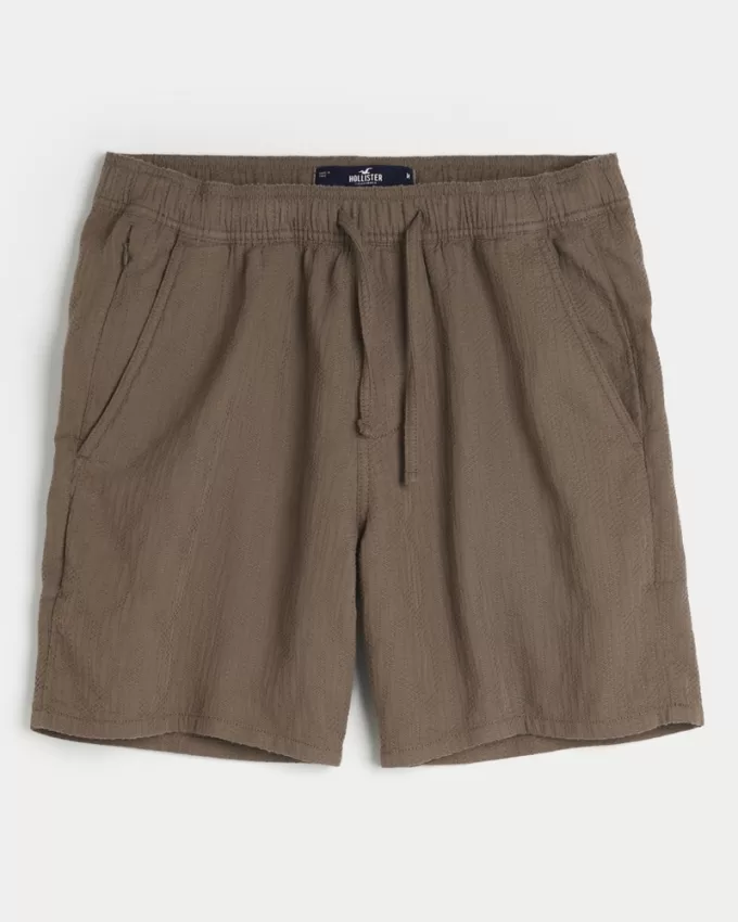 Textured Cotton Pull-On Shorts,Textured Cotton Pull-On Shorts Textured Cotton Pull-On Shorts,Textured Cotton Pull-On Shorts