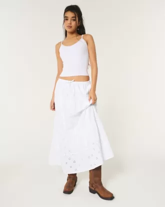 Tiered Eyelet Maxi Skirt,Tiered Eyelet Maxi Skirt