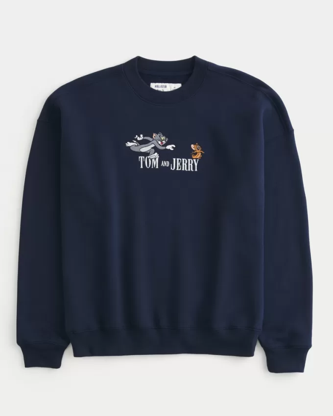 Tom and Jerry Graphic Crew Sweatshirt,Tom and Jerry Graphic Crew Sweatshirt Tom and Jerry Graphic Crew Sweatshirt,Tom and Jerry Graphic Crew Sweatshirt
