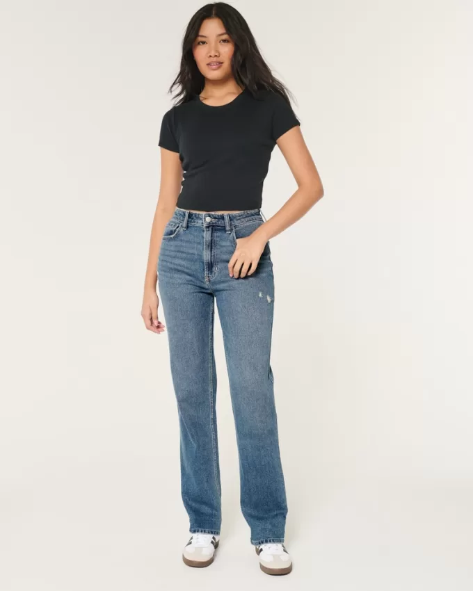 Ultra High-Rise Distressed Medium Wash 90s Straight Jeans,Ultra High-Rise Distressed Medium Wash 90s Straight Jeans Ultra High-Rise Distressed Medium Wash 90s Straight Jeans,Ultra High-Rise Distressed Medium Wash 90s Straight Jeans