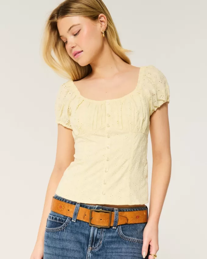 Voile Button-Through Blouse,Voile Button-Through Blouse Voile Button-Through Blouse,Voile Button-Through Blouse