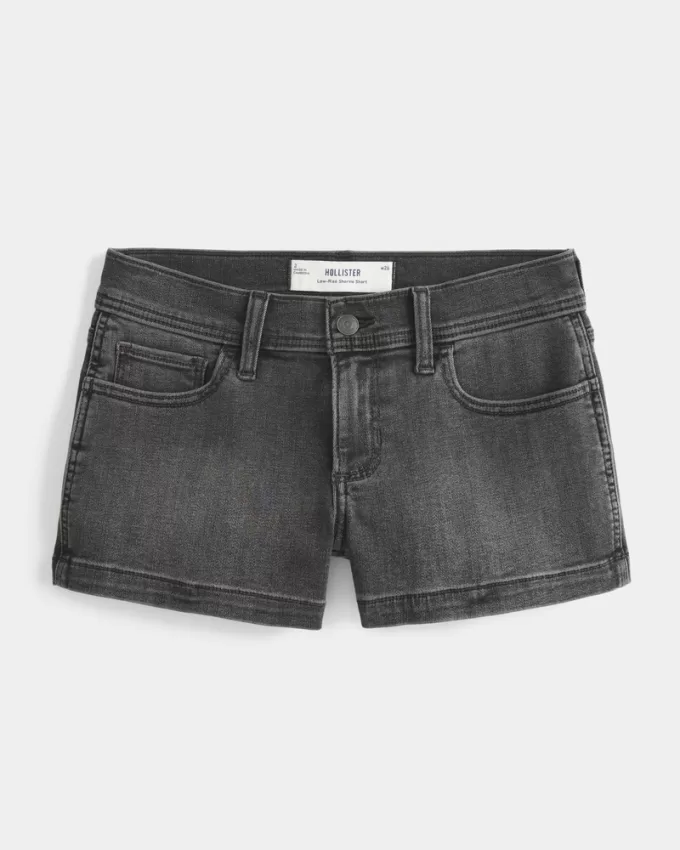 Washed Black Denim Shortie Shorts,Washed Black Denim Shortie Shorts Washed Black Denim Shortie Shorts,Washed Black Denim Shortie Shorts
