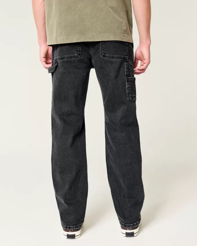 Washed Black Loose Carpenter Jeans,Washed Black Loose Carpenter Jeans