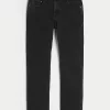 Washed Black Slim Straight Jeans,Washed Black Slim Straight Jeans