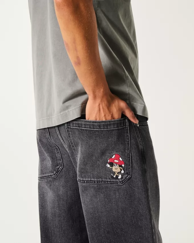 Washed Black Super Baggy Jeans,Washed Black Super Baggy Jeans